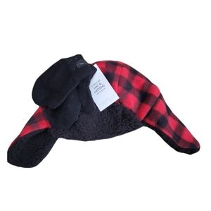 CAPELLI New York Buffalo Plaid 2 Piece Faux Fur Hat & Mitten Set Size 12-24 M